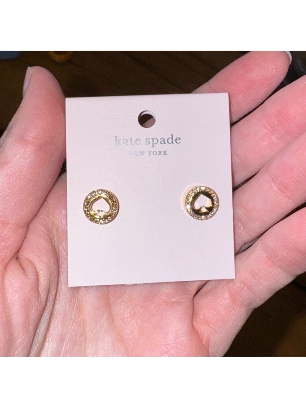 Kate Spade New York Clear And Gold Studded Sparkly Earrings NWT - Picture 3 of 5